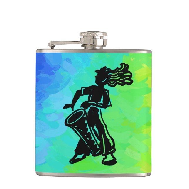 New York Boogie Nights Drum Rainbow Hip Flask (Front)