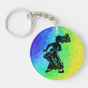 New York Boogie Nights Drum Rainbow Key Ring