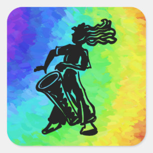 New York Boogie Nights Drum Rainbow Square Sticker