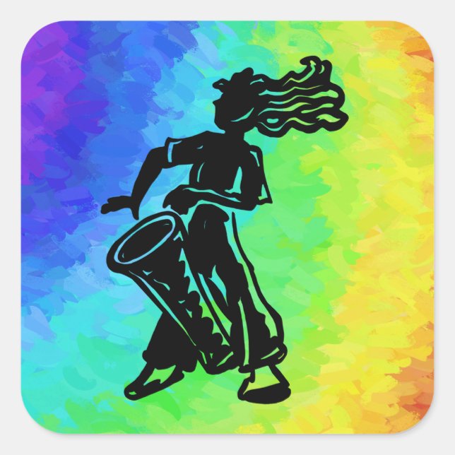 New York Boogie Nights Drum Rainbow Square Sticker (Front)