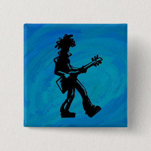 New York Boogie Nights Guitar Blue 15 Cm Square Badge