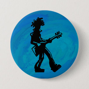 New York Boogie Nights Guitar Blue 7.5 Cm Round Badge