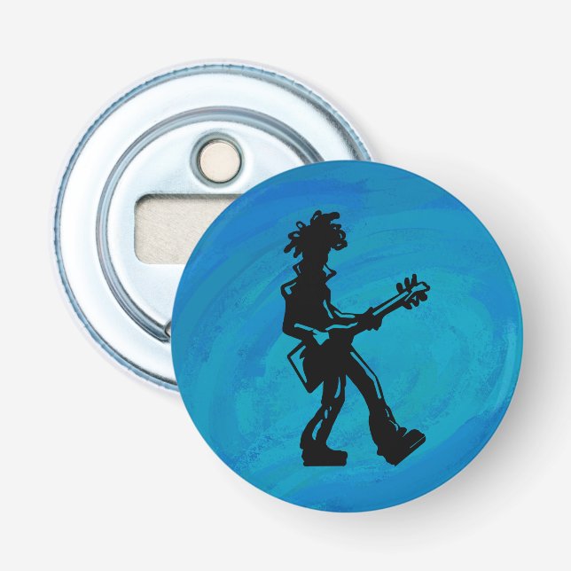 New York Boogie Nights Guitar Blue Bottle Opener (Front)