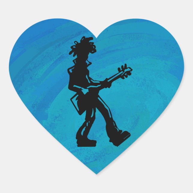 New York Boogie Nights Guitar Blue Heart Sticker (Front)