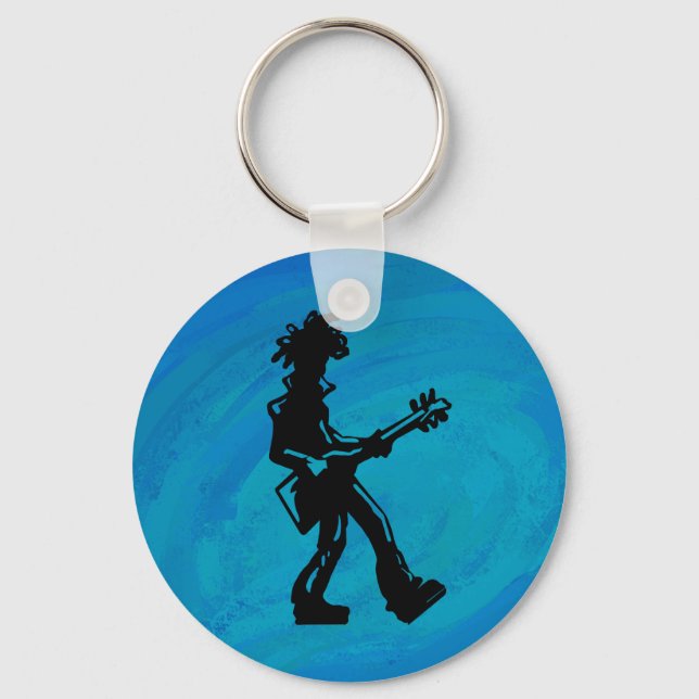 New York Boogie Nights Guitar Blue Key Ring (Front)
