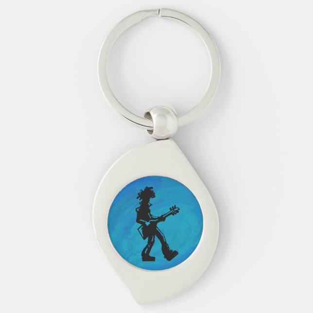 New York Boogie Nights Guitar Blue Key Ring (Front)