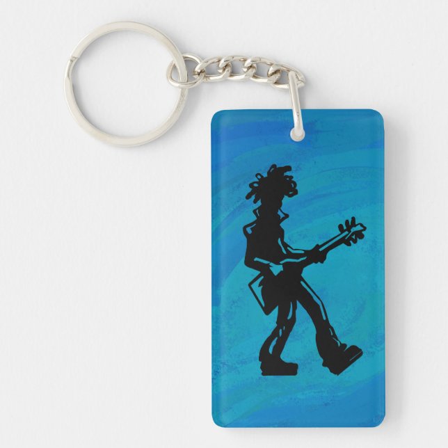 New York Boogie Nights Guitar Blue Key Ring (Front)