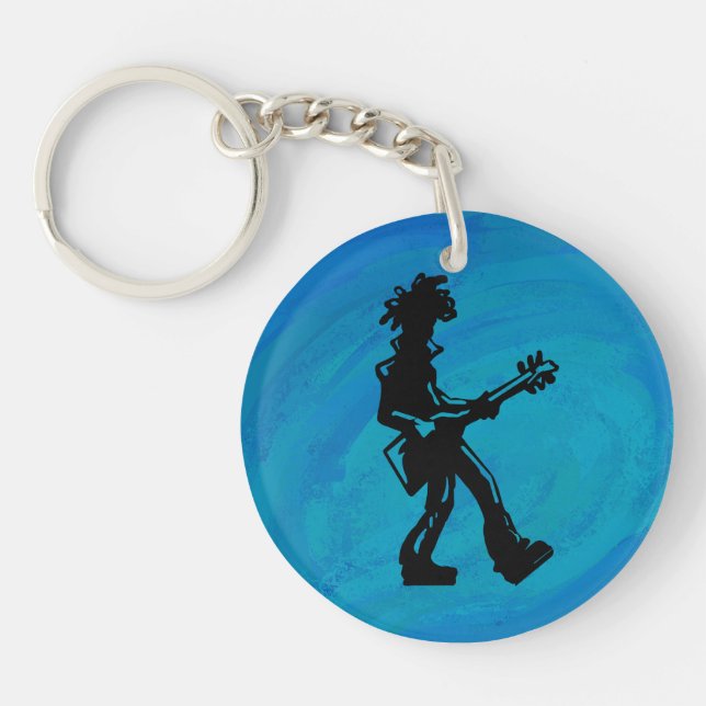 New York Boogie Nights Guitar Blue Key Ring (Front)