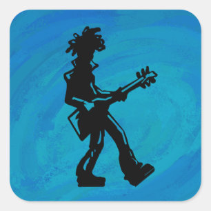 New York Boogie Nights Guitar Blue Square Sticker