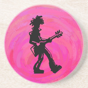 New York Boogie Nights Guitar Hot Pink Coaster