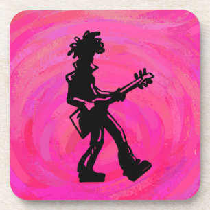 New York Boogie Nights Guitar Hot Pink Coaster