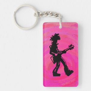 New York Boogie Nights Guitar Hot Pink Key Ring