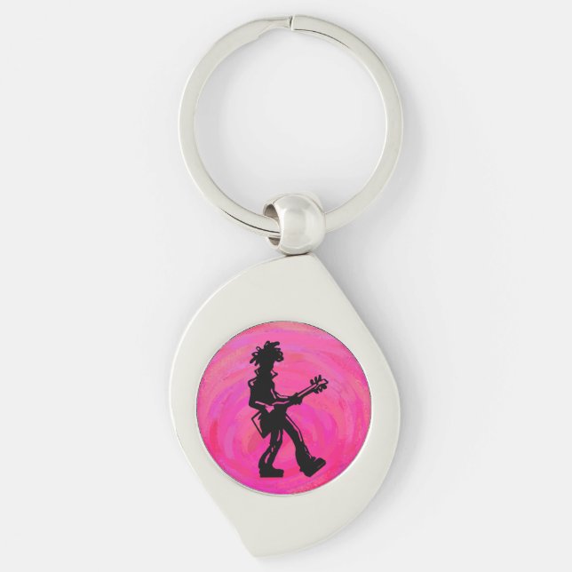 New York Boogie Nights Guitar Hot Pink Key Ring (Front)