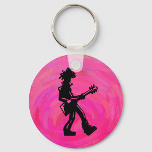 New York Boogie Nights Guitar Hot Pink Key Ring