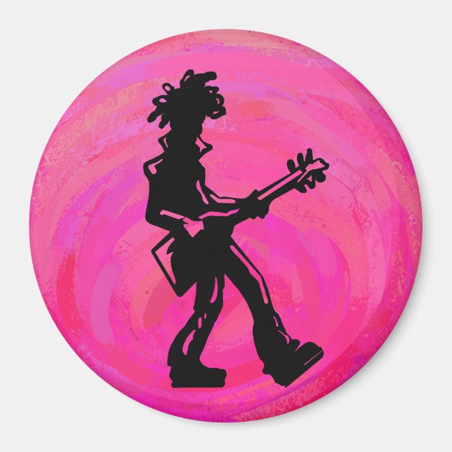 New York Boogie Nights Guitar Hot Pink Magnet (Front)