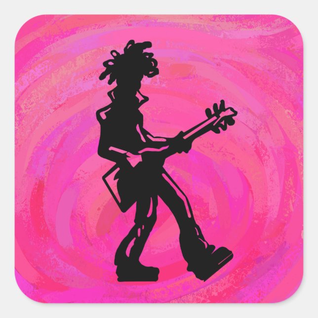 New York Boogie Nights Guitar Hot Pink Square Sticker (Front)