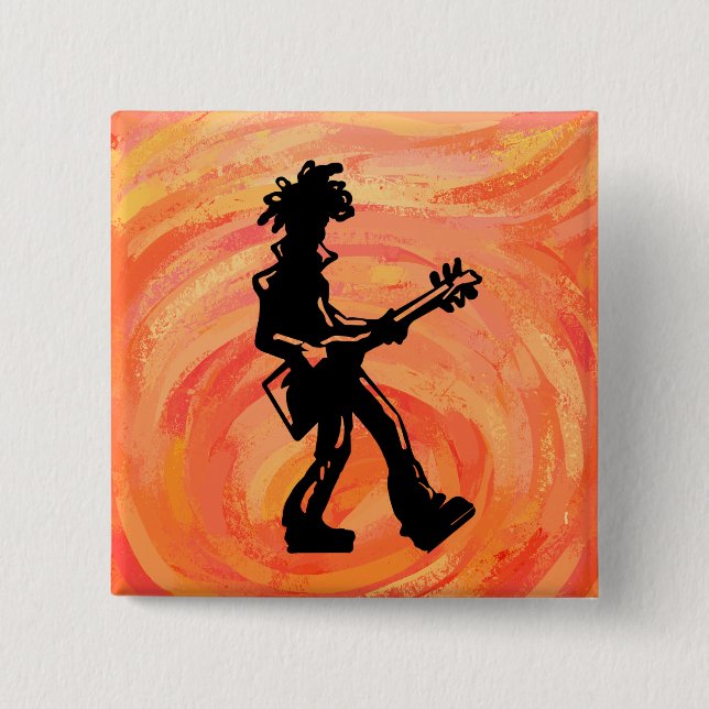 New York Boogie Nights Guitar Orange 15 Cm Square Badge (Front)