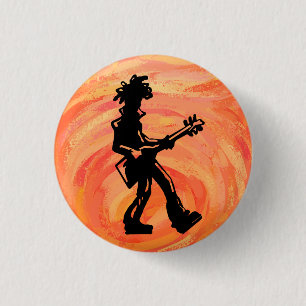 New York Boogie Nights Guitar Orange 3 Cm Round Badge