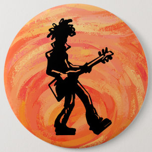 New York Boogie Nights Guitar Orange 6 Cm Round Badge