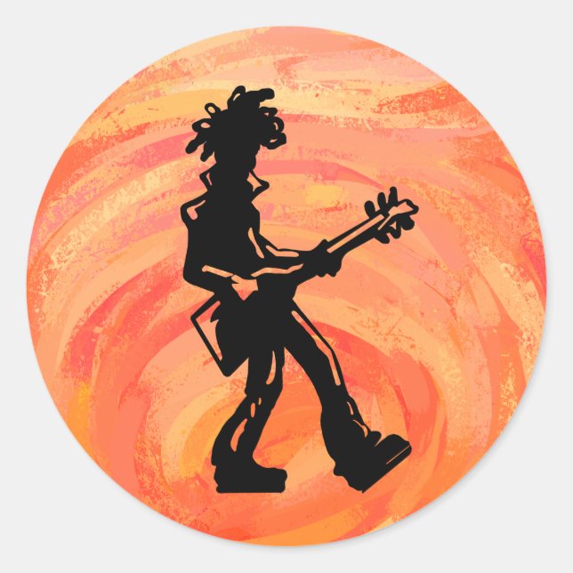 New York Boogie Nights Guitar Orange Classic Round Sticker (Front)