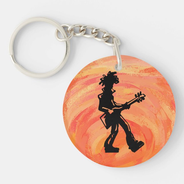 New York Boogie Nights Guitar Orange Key Ring (Front)