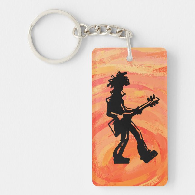 New York Boogie Nights Guitar Orange Key Ring (Front)