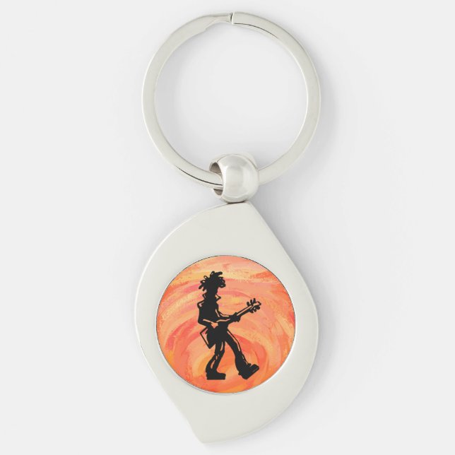 New York Boogie Nights Guitar Orange Key Ring (Front)