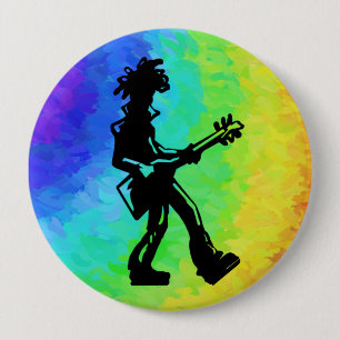 New York Boogie Nights Guitar Rainbow 10 Cm Round Badge
