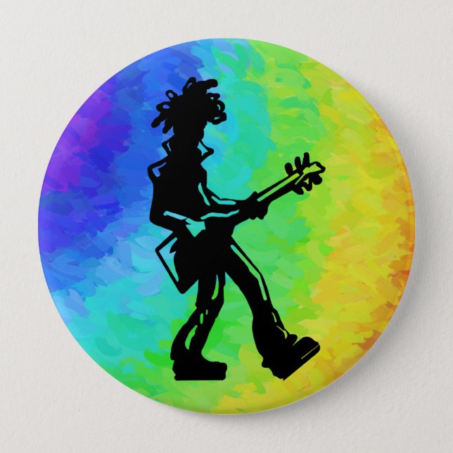 New York Boogie Nights Guitar Rainbow 10 Cm Round Badge (Front)