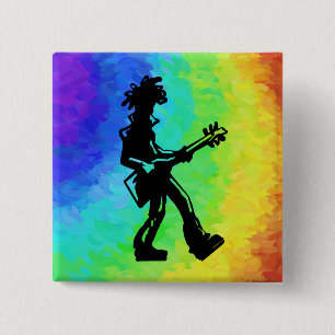 New York Boogie Nights Guitar Rainbow 15 Cm Square Badge