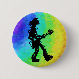 New York Boogie Nights Guitar Rainbow 6 Cm Round Badge