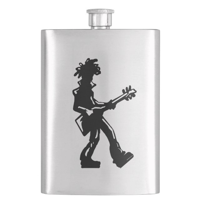 New York Boogie Nights Guitar Rainbow Hip Flask (Front)