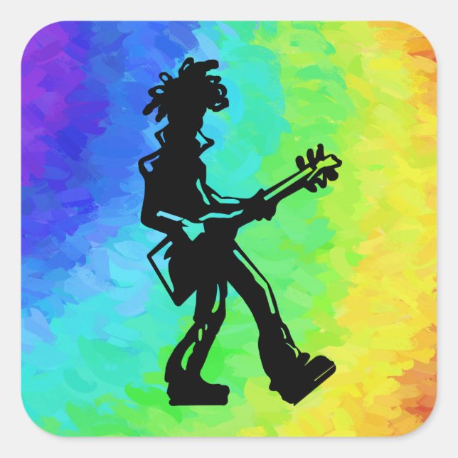 New York Boogie Nights Guitar Rainbow Square Sticker (Front)