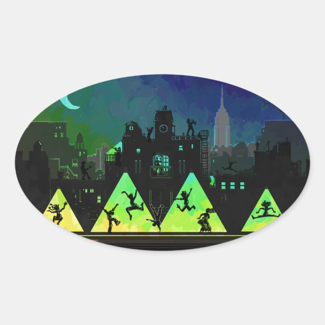 New York Boogie Nights Oval Sticker (Front)