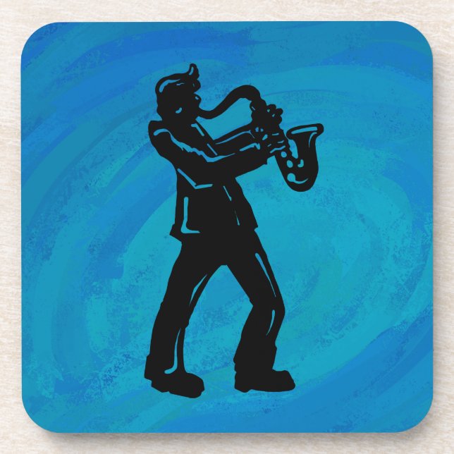 New York Boogie Nights Saxophone Blue Coaster (Front)