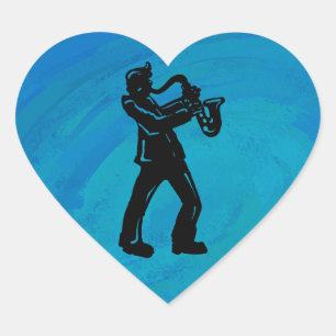 New York Boogie Nights Saxophone Blue Heart Sticker