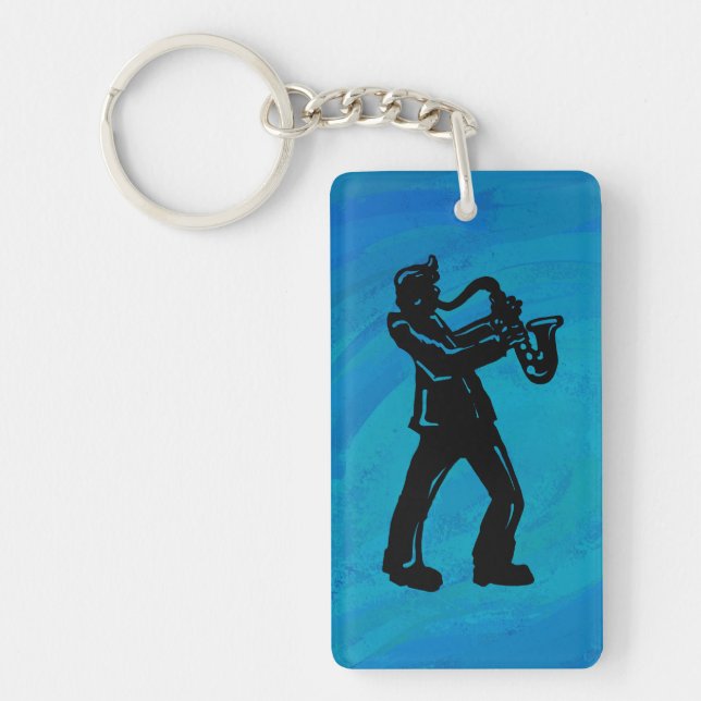 New York Boogie Nights Saxophone Blue Key Ring (Front)