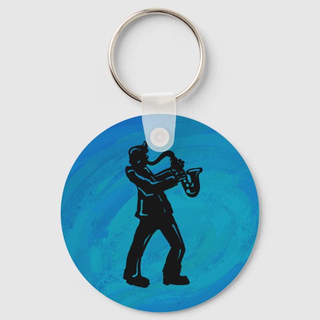 New York Boogie Nights Saxophone Blue Key Ring (Front)