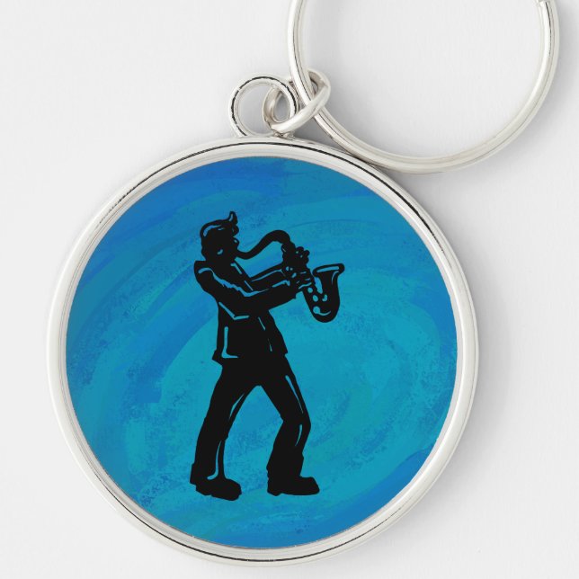 New York Boogie Nights Saxophone Blue Key Ring (Front)