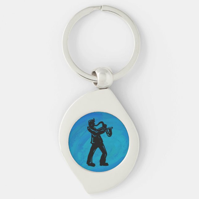 New York Boogie Nights Saxophone Blue Key Ring (Front)