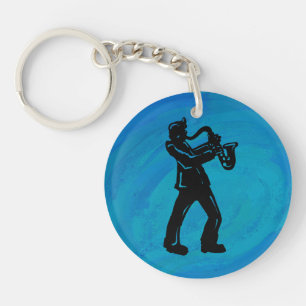 New York Boogie Nights Saxophone Blue Key Ring