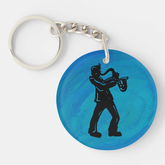 New York Boogie Nights Saxophone Blue Key Ring (Front)