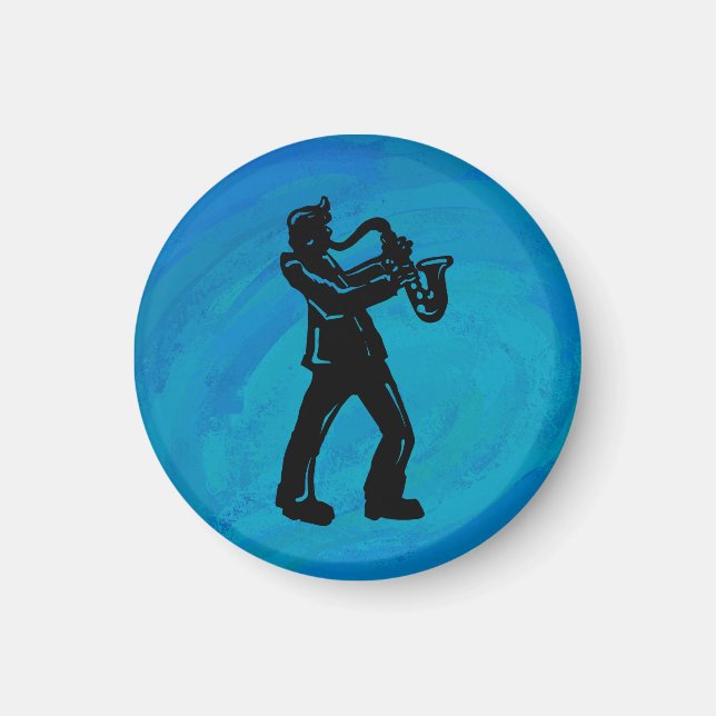 New York Boogie Nights Saxophone Blue Magnet (Front)