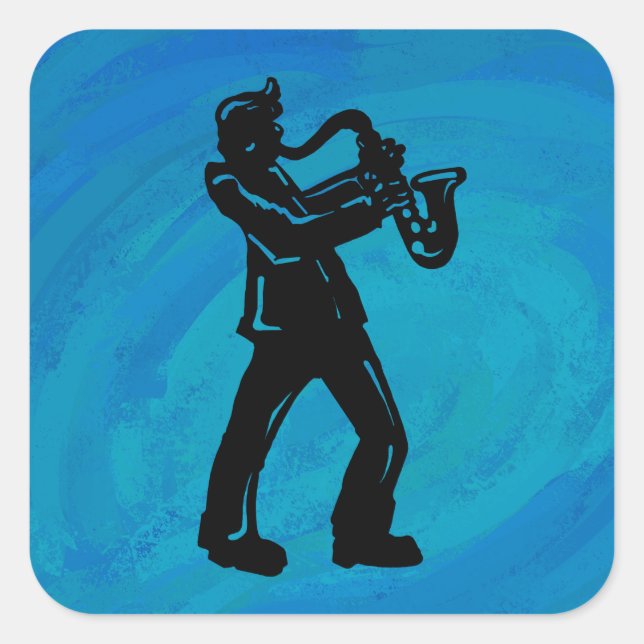 New York Boogie Nights Saxophone Blue Square Sticker (Front)