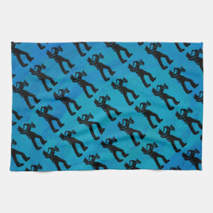 New York Boogie Nights Saxophone Blue Tea Towel