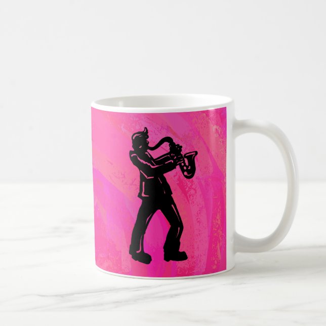 New York Boogie Nights Saxophone Hot Pink Coffee Mug (Right)