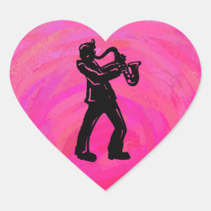 New York Boogie Nights Saxophone Hot Pink Heart Sticker