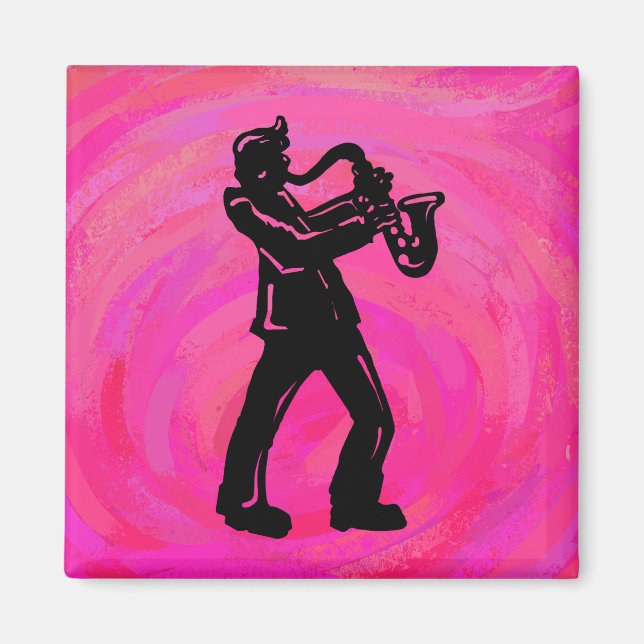 New York Boogie Nights Saxophone Hot Pink Magnet (Front)