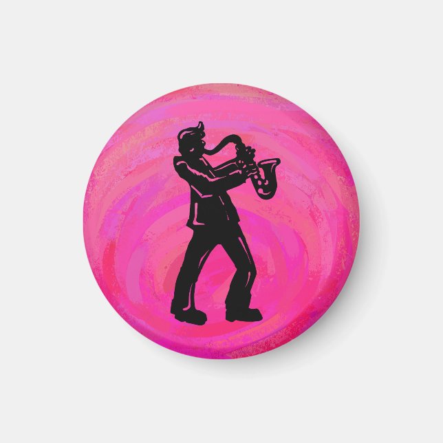 New York Boogie Nights Saxophone Hot Pink Magnet (Front)
