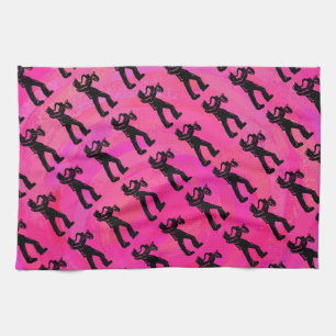 New York Boogie Nights Saxophone Hot Pink Tea Towel